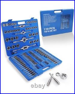 110PCS Metric Tap and Die Set Rethreading Kit M3-M16 with Storage Case