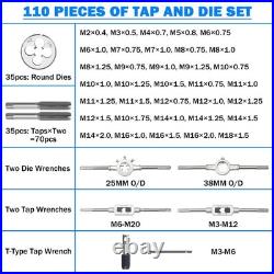 110PCS Metric Tap and Die Set Rethreading Kit M3-M16 with Storage Case