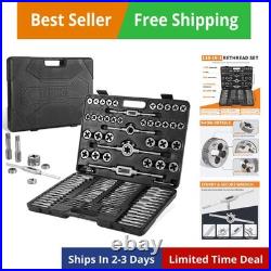 110PCS Tap and Die Set Bearing Steel Rethreading Tool Kit SAE and Metric Size