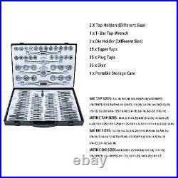 110PCS Tap and Die Set, Metric Size Standard Threading Tool Set M2-M18 with A