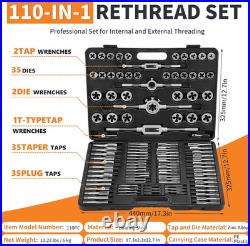 110PCS Tap and Die Set with Case for SAE & Metric Thread Repair