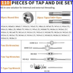 110PCS Tap and Die Set with Case for SAE & Metric Thread Repair
