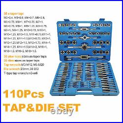 110Pcs Tap Bolt Die Kit Combination Set for Cutting External Internal Thread SLR
