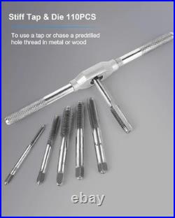 110 PCS Metric Tap and Die Set, M2-M18 Rethreading Kit for Making Screw Threads
