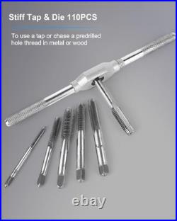 110 PCS Metric Tap and Die Set, M2-M18 Rethreading Kit for Making Screw Threads