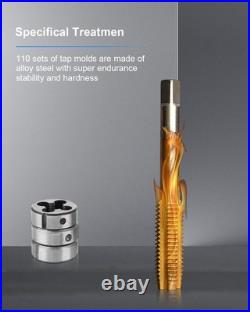 110 PCS Metric Tap and Die Set, M2-M18 Rethreading Kit for Making Screw Threads