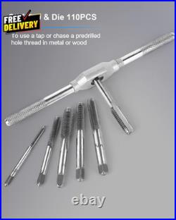 110 PCS Metric Tap and Die Set Metric Threads M2-M18 Rethreading Kit