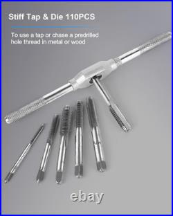 110 PCS Metric Tap and Die Set, Metric Threads M2-M18 Rethreading Kit for Making