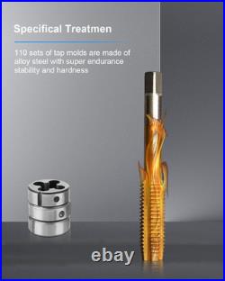 110 PCS Metric Tap and Die Set, Metric Threads M2-M18 Rethreading Kit for Making