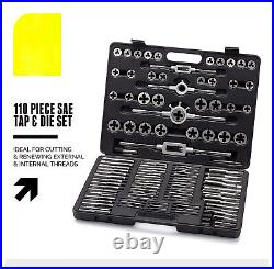 110 Pcs Hardened Alloy Steel SAE Tap And Die Threading Tool Set TD110SAE