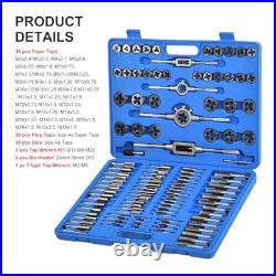 110 Piece Combination Tap and Die Set Alloy Steel 55°- 60° Metric