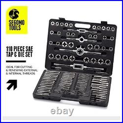 110 Piece Hardened Alloy Steel SAE Tap And Die Threading Tool Set With Storag