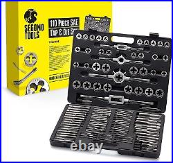 110 Piece Hardened Alloy Steel SAE Tap and Die Threading Tool Set Storage Case
