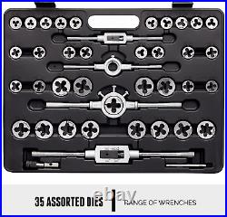 110 Piece Hardened Alloy Steel SAE Tap and Die Threading Tool Set with Storage C