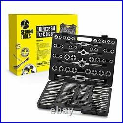 110 Piece Hardened Alloy Steel Sae Tap And Die Threading Tool Set With Storage