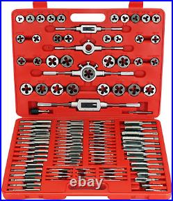 110 Piece Sae and Metric Bearing Steel Tap and Die Set with Carrying Case