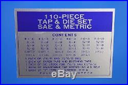 110 Piece Tap and Die Set SAE & Metric