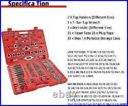 110 Piece Tap and Die Set SAE Metric Threading Tool