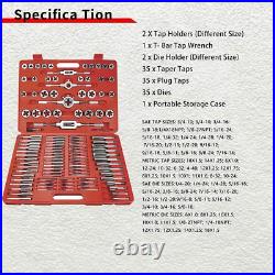 110 Piece Tap and Die Set Sae Metric Threading Tool Set with Storage Case