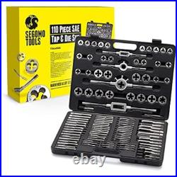 110 piece hardened alloy steel sae tap and die threaded set with case