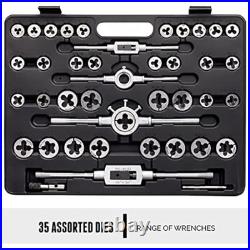 110 piece hardened alloy steel sae tap and die threaded set with case