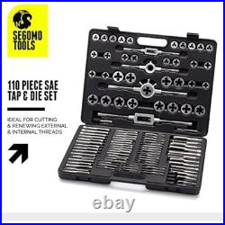 110 piece hardened alloy steel sae tap and die threaded set with case