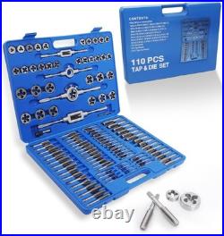 110pc Tap and Die Set Tool for Internal and External Threading Metalworking Kit