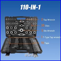 110pcs Tap and Die Set in Metric Sizes, Standard Tap Set and Die Tool Set for