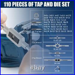 110pcs Tap and Die Set in Metric Sizes, Standard Tap Set and Die Tool Set for