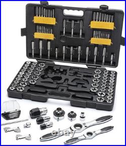 114-Piece Ratcheting Tap and Die Set Alloy Steel SAE Metric Hand Tools