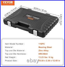 116-Piece Tap and Die Set Metric & SAE with Durable Case Included