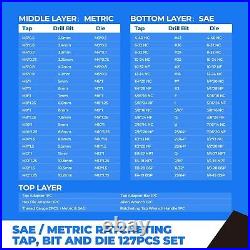 127pcs SAE/Metric Tap and Die Set, Ratcheting SAE Metric TAP