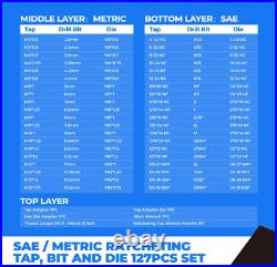 127pcs SAE/Metric Tap and Die Set, Ratcheting SAE Metric TAP and Die Set Standard