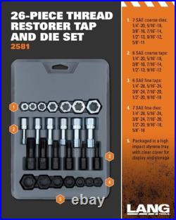 26-Piece Thread Restorer Tap Die Set Steel for Repairs and Maintenance