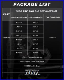 39-Piece Metric Tap and Die Set with Dual Storage Case for Professionals