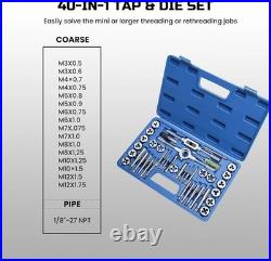 40pcs Metric Tap and Die Set Coarse/Fine Threads
