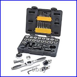 42 PC Silver Ratcheting T Handle Tap and Die Set with Reversing Lever