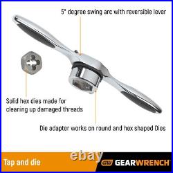 42 PC Silver Ratcheting T Handle Tap and Die Set with Reversing Lever