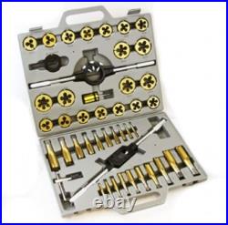 45PC LARGE-DIAMETER TITANIUM SAE STANDARD TAP DIE THREADING HAND TOOL SET Size