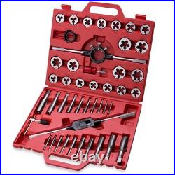 45-Piece Premium Large Size Tap and Die Set SAE 1/4, 5/16, 3/8, 7/16, 1/2