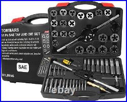 51Pc 1/420 to1-14 Jumbo Tap and Die Set SAE Round Threading Dies for Threading