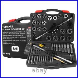 51-Pc 1/4-20 to 1-14 Jumbo Tap and Die Set SAE Round Threading Dies for Threa