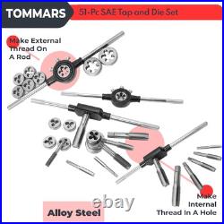 51-Pc 1/4-20 to 1-14 Jumbo Tap and Die Set SAE Round Threading Dies for Threa