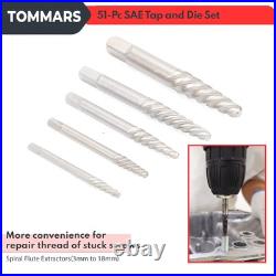 51-Pc 1/4-20 to 1-14 Jumbo Tap and Die Set SAE Round Threading Dies for Threa