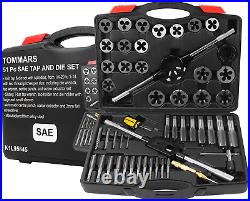 51-Pc 1/4-20 to 1-14 Jumbo Tap and Die Set SAE round Threading Dies for Threadin