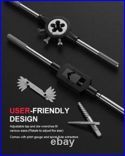 52-Piece Large SAE Tap and Die Set, 1/4-20 to 1-14 Thread Repair Kit with Ret