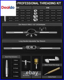 52-Piece Large SAE Tap and Die Set, 1/4-20 to 1-14 Thread Repair Kit with Reth