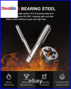 52-Piece Large SAE Tap and Die Set, 1/4-20 to 1-14 Thread Repair Kit with Reth