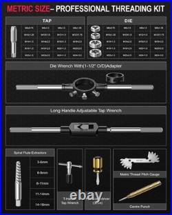 52-Piece Tap and Die Set M6 to M24 Metric Thread Repair Kit Heavy-Duty Steelt 52-Piece Tap and Die Set M6 to M24 Metric Thread Repair Kit Heavy-Duty Steelt