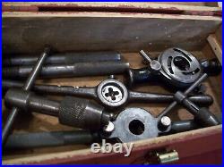 56 Assorted Piece Vintage Tap & Die Set With Custom Box & 1 Easy Out
